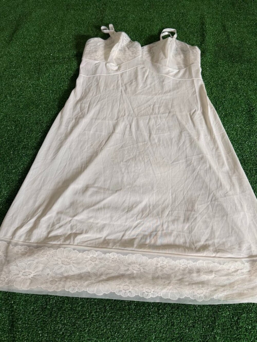Vintage Vanity Fair Nylon Antron III Full Slip Lace Trim Adjustable Strap 36 USA